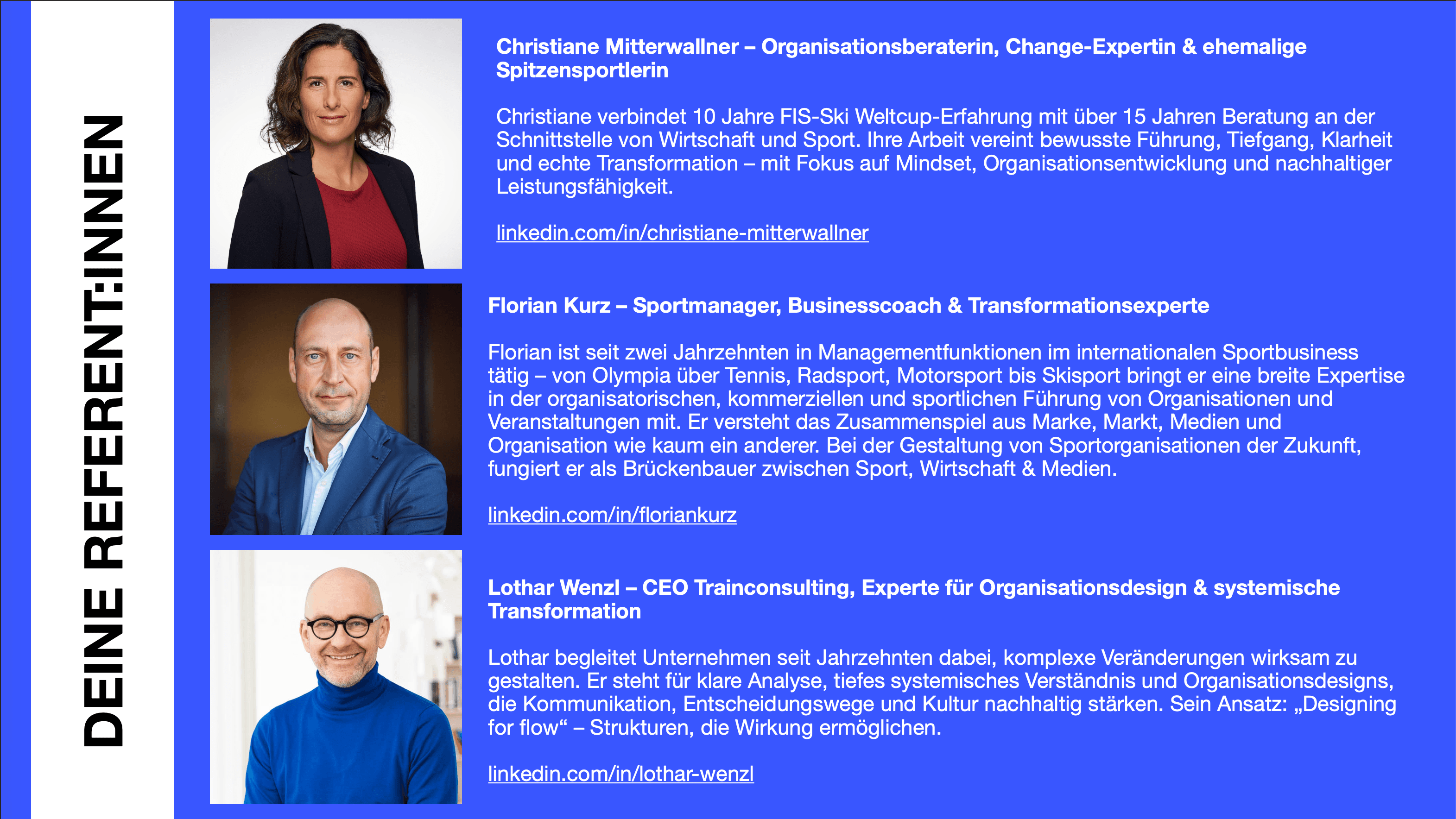 Info über Christiane Mitterwallner, Florian Kurz, Lothar Wenzl